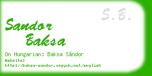 sandor baksa business card