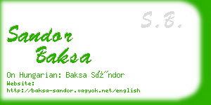 sandor baksa business card